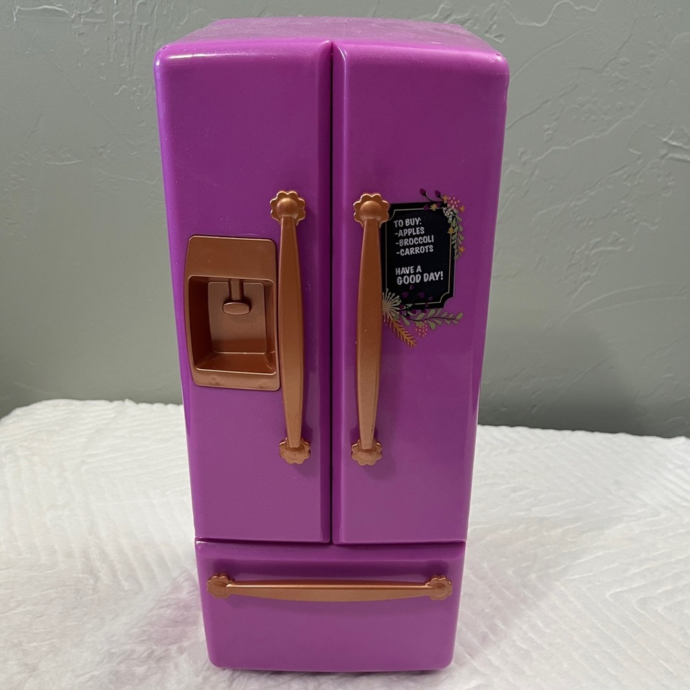 Our Generation Doll Purple Fridge Refrigerator Toy‎ Food Set